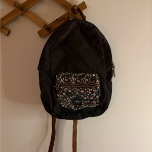 Fossil, black and brown floral backpack